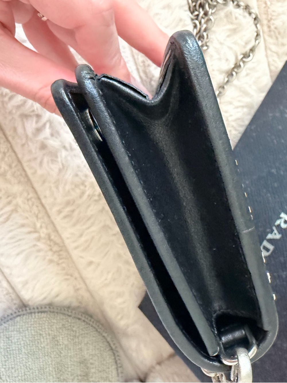 PRADA Black Satin Crystal Crossbody Clutch Bag 1DH044 - Picture 7 of 16